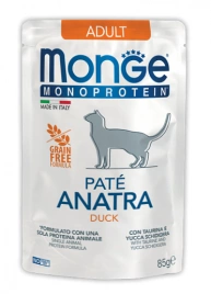 Корм Monge Cat Monoprotein для кошек паштет с уткой 85 г