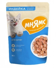 Корм Мнямс для котят кусочки в соусе с индейкой 85 г