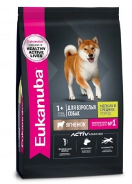 Корм Eukanuba для взрослых собак маленьких и средних пород с ягненком 3 кг