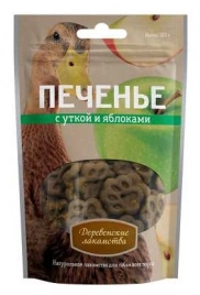 Деревенские лакомства для собак "Печенье с уткой и яблоками" 100 г