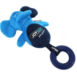 Игрушка Joyser Puppy "Слоник с резиновым кольцом" для собак с пищалкой, голубой S/M, 21 см