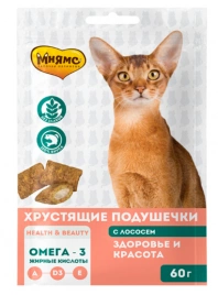 Лакомство для кошек Мнямс "Здоровье и красота" хрустящие подушечки 60 г