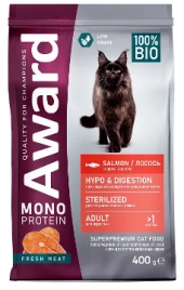 Корм Award Monoprotein для стерилизованных кошек из лосося со спаржей и ацеролы 400 г