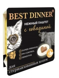 Корм Best Dinner паштет для стерилизованных кошек с говядиной 100 г