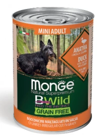 Корм Monge Dog BWild Mini для взрослых собак мелких пород из утки с тыквой и кабачками 400г