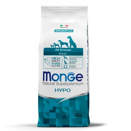 Корм Monge Dog Hypo для взрослых собак гипоаллергенный с лососем и тунцом 12 кг