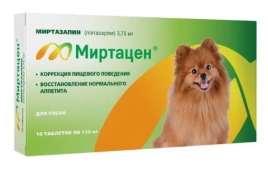 Таблетки Apicenna Миртацен для собак 3,75 мг, 10 таб