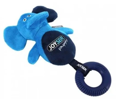 Игрушка Joyser Puppy "Слоник с резиновым кольцом" для собак с пищалкой, голубой S/M, 21 см фото 2