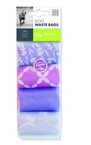 Пакеты MPets "Lavender" для собак для убоки фикалий, ловандовые, 4 рулона, 60 пакетов фото 2