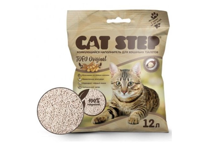 Наполнитель Cat Step Tofu Original для кошек растительный комкующийся 12 л  фото 1