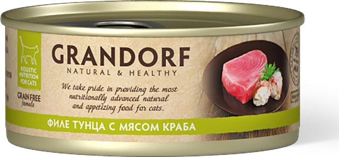 Корм Grandorf для кошек филе тунца с мясом краба 70 г фото 1