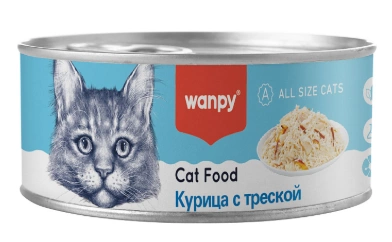 Корм Wanpy Cat Консервы для кошек курица с треской 95 г фото 1