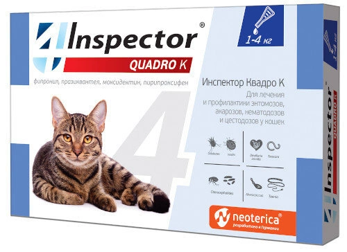 Капли Neoterica Инспектор Quadro K для кошек 1 - 4 кг, 1 шт фото 2