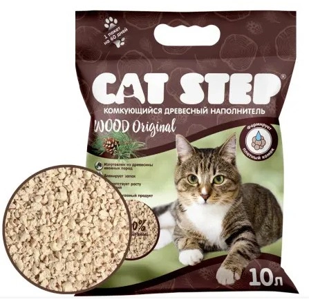 Наполнитель Cat Step Wood Original для кошек растительный комкующийся 10 л  фото 2