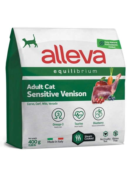 Корм Alleva Equilibrium Sensitive для кошек с чувствительным пищеварением c оленина 400 г фото 1