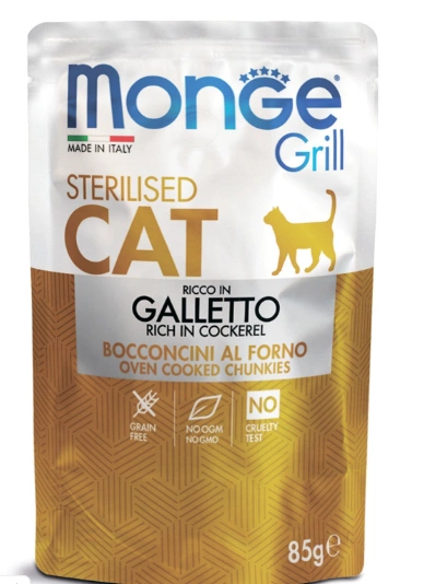 Консервы Monge Cat Grill Pouch для стерилизованных кошек с итальянской курицей 85 г фото 1