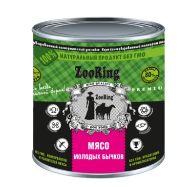 Корм ZooRing паштет для собак мясо молодых бычков 850 г фото 1