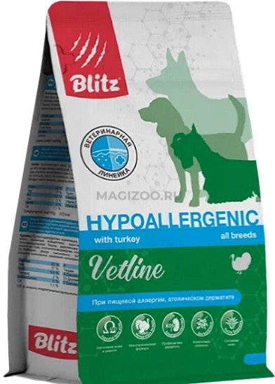 Корм Blitz Vetline Hypoallergenic для собак при пищевой аллергии 1.5 кг фото 1