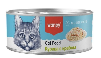 Wanpy Cat Консервы для кошек с курицей и крабом 95 г  фото 2