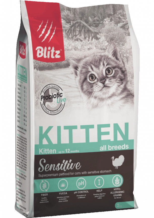 Корм Blitz Kitten с индейкой для котят 2 кг фото 1