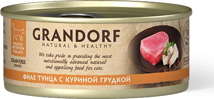 Корм Grandorf для кошек филе тунца с куриной грудкой 70 г фото 1