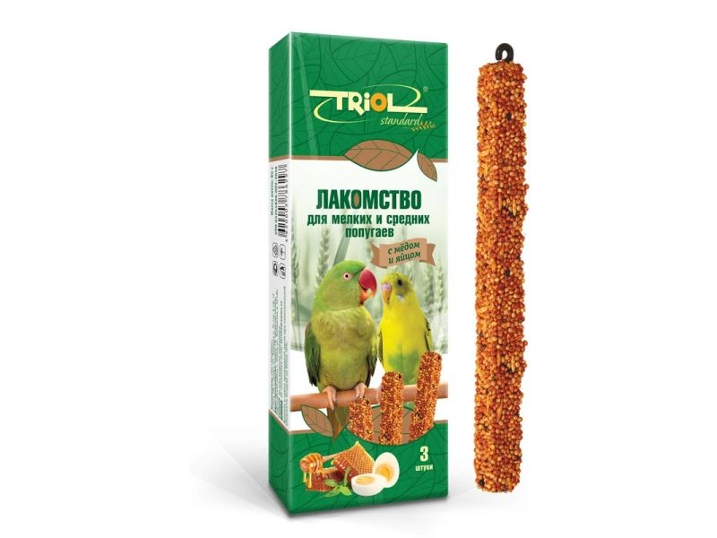 Лакомство Triol Standart для мелких и средних попугаев с мёдом и яйцом, 3 шт фото 1