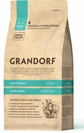 Корм Grandorf Holistic & Hypoallergenic Indoor для кошек с четырьмя видами мяса 2 кг фото 2