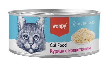Wanpy Cat Консервы для кошек с курицей и креветками 95 г фото 1