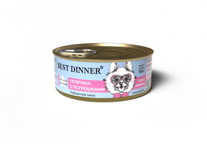 Корм Best Dinner Exclusive Gastro Intestinal для собак телятина с потрошками 100 г фото 1