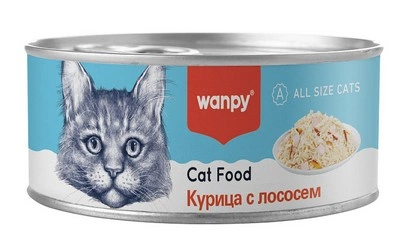 Wanpy Cat Консервы для кошек с курицей и лососем 95 г фото 2