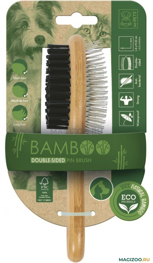 Щетка-расческа MPets Bamboo двухсторонняя бамбуковая фото 1