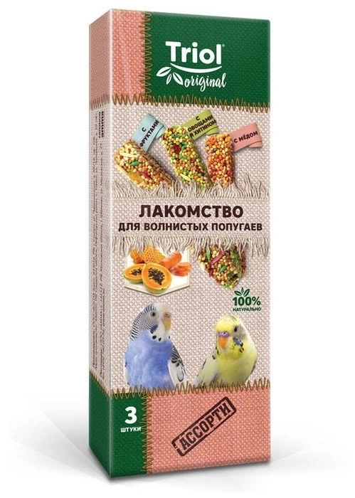 Лакомство Triol Original Ассорти для волнистых попугаев, 3 шт фото 1