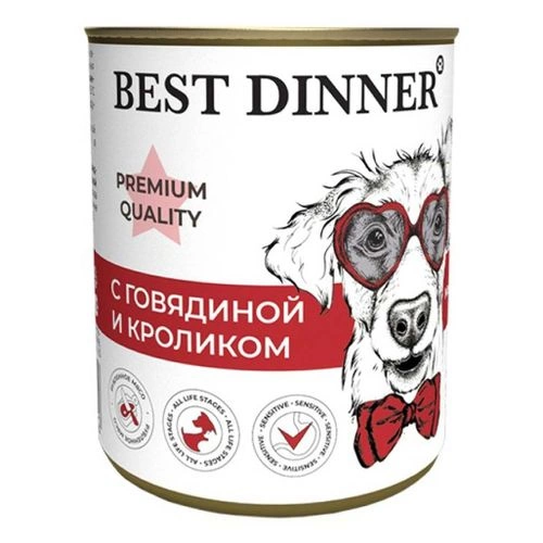 Корм Best Dinner Premium "Меню №3" для собак с говядиной и кроликом 340 г фото 1