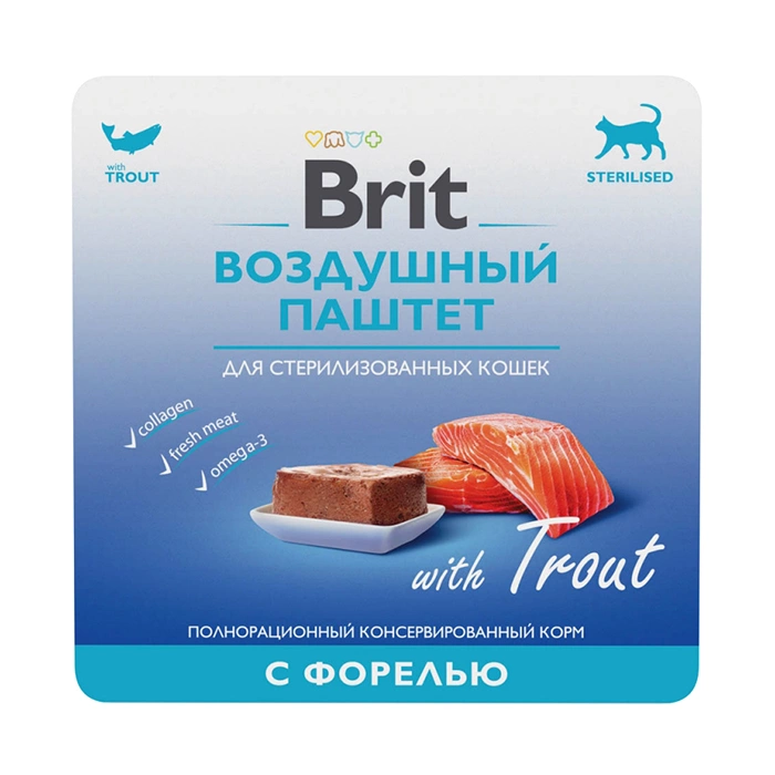 Корм Brit Premium Воздушный паштет для стерилизованных кошек с форелью, 100 г фото 1