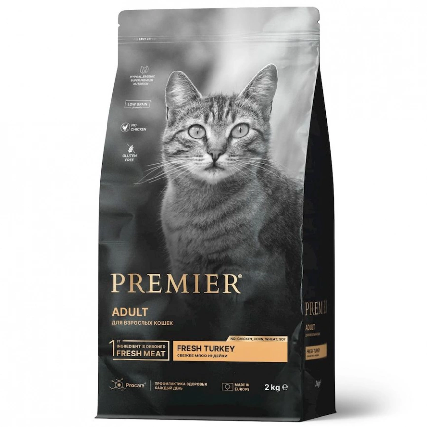 Корм Premier Adult для взрослых кошек с индейкой 2 кг фото 1