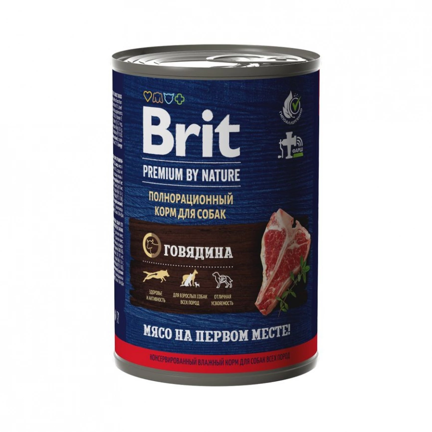 Корм Brit by Nature для собак с говядиной 410 г фото 1