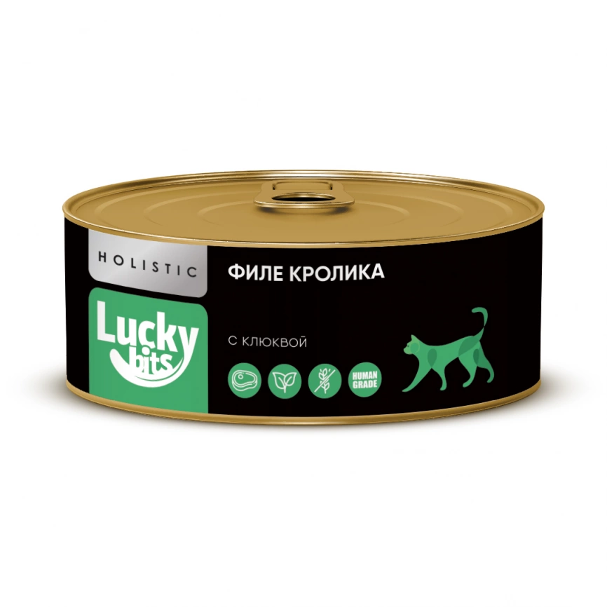 Консервы Lucky bits для кошек, мясо кролика с клюквой 100 г фото 1
