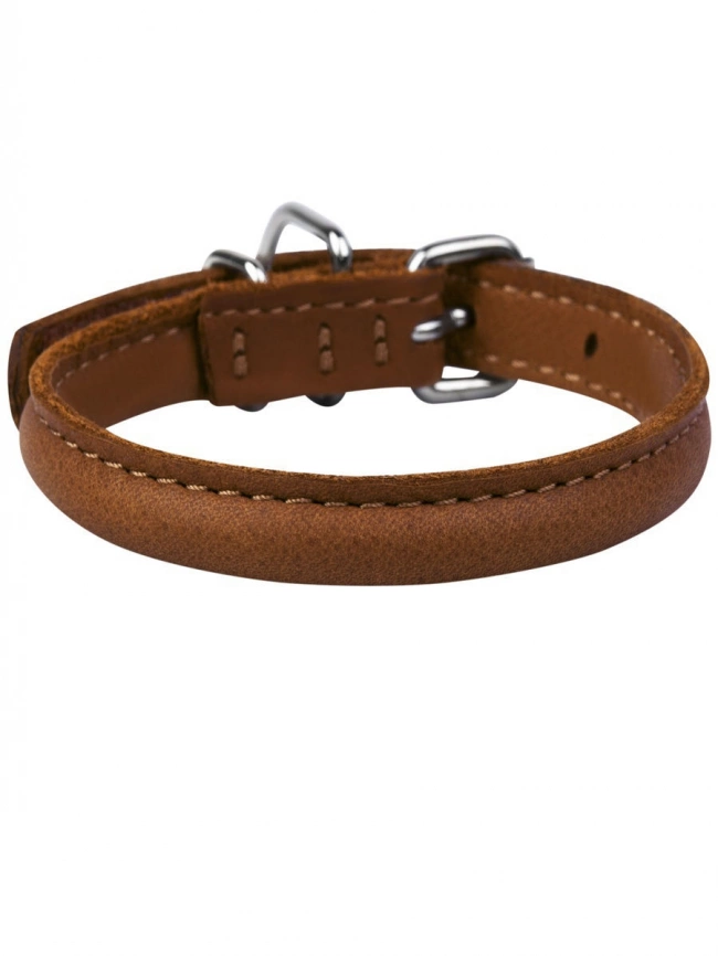Ошейник для собак Collar Soft кожаный,круглый,диаметр 1,4 см, длина 34-42 см, коричневый фото 1
