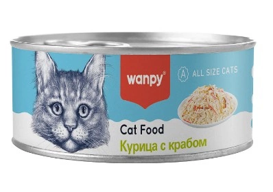 Wanpy Cat Консервы для кошек с курицей и крабом 95 г  фото 1