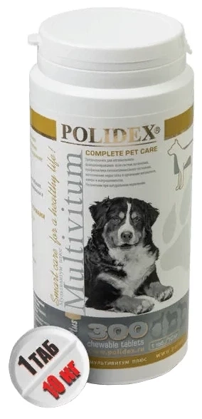 Витамины для собак Polidex Multivitum Plus, 300 табл фото 1