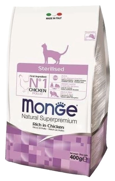 Корм Monge Cat Sterillised для стерилизованных кошек с курицей 400 г фото 1