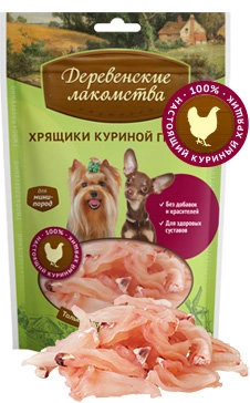 Деревенские лакомства для собак мини пород Хрящики куриной грудки, 40 г фото 1