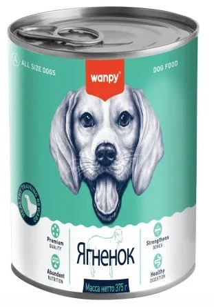 Консервы Wanpy Dog для собак из ягненка 375 г фото 1