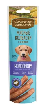 Деревенские лакомства Колбаски мясные для щенков с ягненком, 45 г фото 1