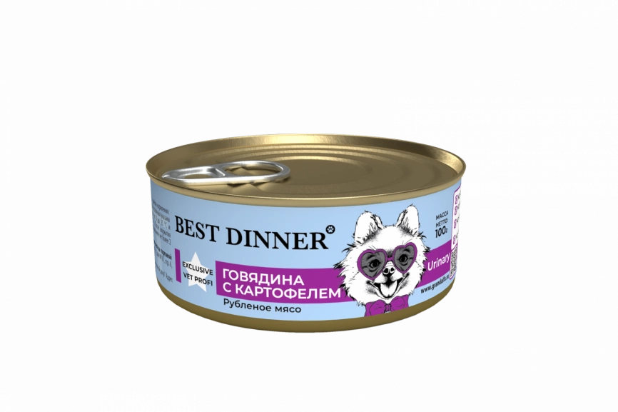 Корм Best Dinner Urinary для собак говядина с картофелем 100 г фото 1