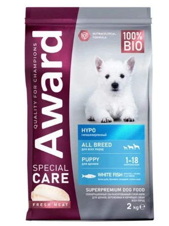 Корм Award Special Care Hypo для ценков с белой рыбой гиппоаллергенный 2 кг фото 1