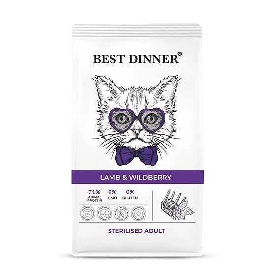 Корм Best Dinner Adult Sterilised для стерилизованных кошек, ягненок и ягоды 400 г фото 1