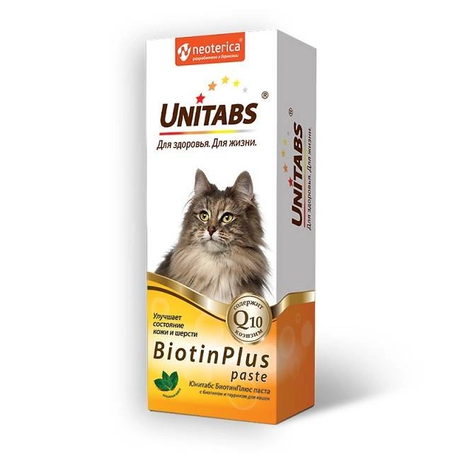 Паста для кошек Neoterica Unitabs BiotinPlus с биотином и таурином 120 мл фото 2
