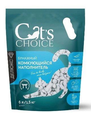 Наполнитель Cat's Choice для кошек бумажный с цветовым индикатором комка 6 л, 1,5 кг фото 1
