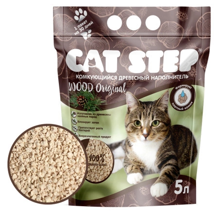 Наполнитель Cat Step Wood Original растительный комкующийся 5 л  фото 1